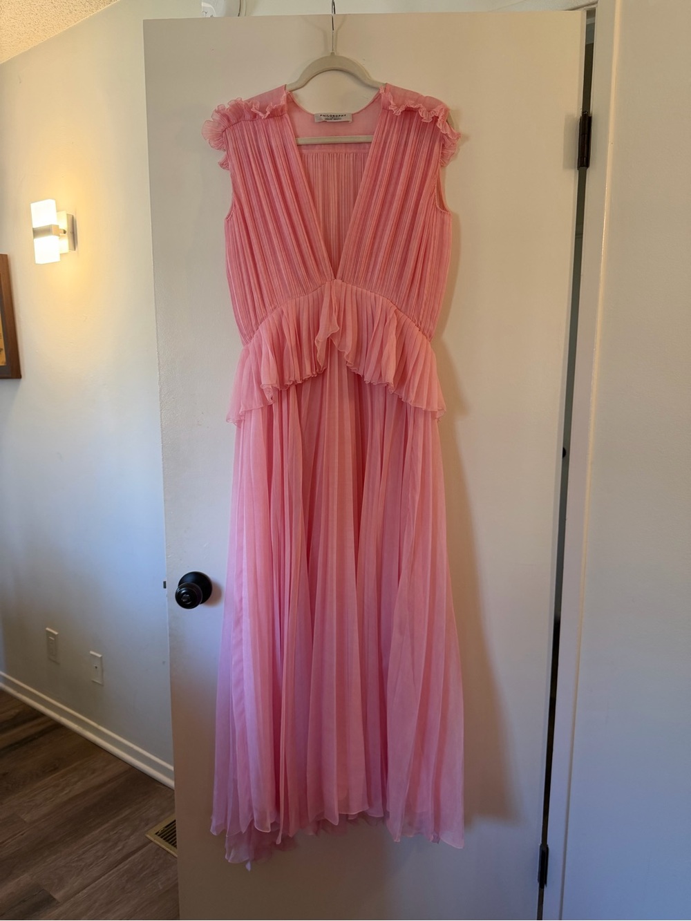 Philosophy di Lorenzo Serafini Pink Ruffle Tulle Womens Formal Dress